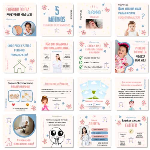 Você receberá um belissímo Pack Canva Furo Humanizado, com mais de 170 Artes Editáveis